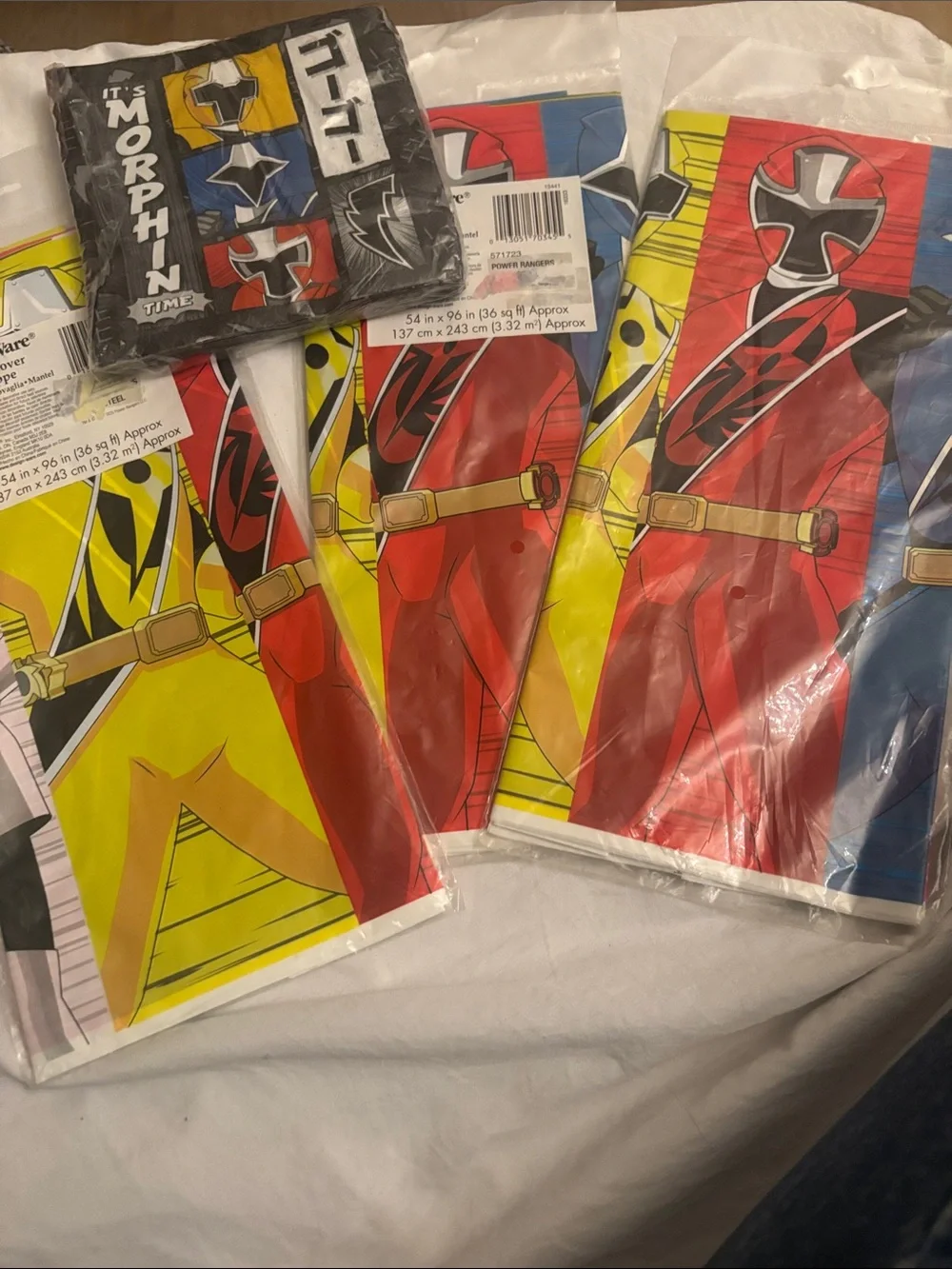 Three Design  Ware Power Rangers Tablecover - Red, Blue, Yellow & pack of napkin